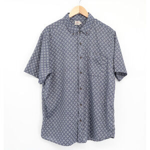 Faherty Men's Atlas Print Playa Geo Print Short Sleeve Shirt Blue/White Sz XL